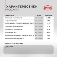 Моторное масло Sintec PLATINUM 7000 SAE 0W-20 API SP, ILSAC GF-6A 4 л 600163