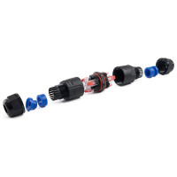 Соединитель-коннектор для проводов STEKKER LD533, 3-контактный, с пружинным контактом, водонепроницаемый, черный 49190