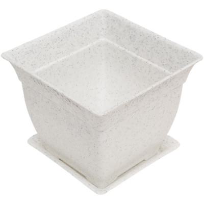 Кашпо с поддоном Осколпласт 15х15 см, квадратное, мраморное 151-08