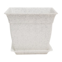 Кашпо с поддоном Осколпласт 15х15 см, квадратное, мраморное 151-08