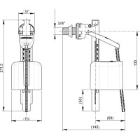 Заливной клапан Wirquin Kompact поршневого типа, боковой, пластик 1/2" 10975023
