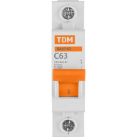 Автоматический выключатель TDM ELECTRIC ВА47-63 1Р 63А 4,5кА х-ка С SQ0218-0009