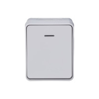 Выключатель 1-клавишный с подсветкой Systeme Electric AtlasDesign Profi IP54, 10 АХ, открытой установки, Белый ATN540113