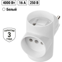Тройник TDM ELECTRIC 3х2П 16А 250B белый SQ1806-0041