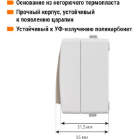 Проходной выключатель TDM ELECTRIC Вуокса ОП IP54 одноклавишный с подсветкой SQ1803-0005