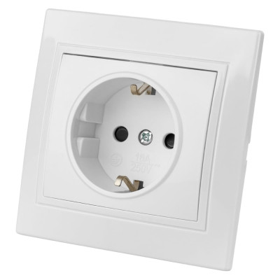 Розетка с защитными шторками, белая 2П+З 16А 250В TDM ELECTRIC Таймыр SQ1814-0016