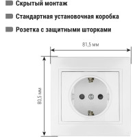 Розетка с защитными шторками, белая 2П+З 16А 250В TDM ELECTRIC Таймыр SQ1814-0016