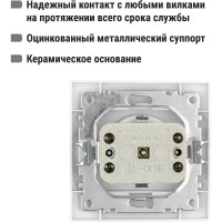 Розетка с защитными шторками, белая 2П+З 16А 250В TDM ELECTRIC Таймыр SQ1814-0016