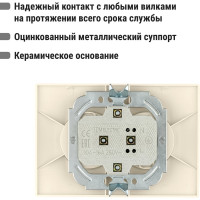 Двойная розетка с защитными шторками, слоновая кость 2П 10А 250В TDM ELECTRIC Таймыр SQ1814-0117