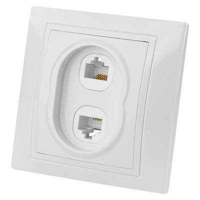 Телефонная розетка RJ11 + компьютерная RJ45, белая TDM ELECTRIC Таймыр SQ1814-0023