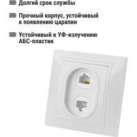 Телефонная розетка RJ11 + компьютерная RJ45, белая TDM ELECTRIC Таймыр SQ1814-0023
