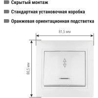 Проходной выключатель TDM ELECTRIC Таймыр белый одноклавишный с подсветкой SQ1814-0008