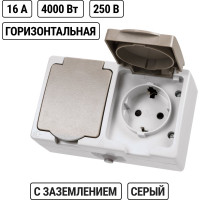 Двойная розетка горизонтальная открытой установки 2П+3 IP54 16А TDM ELECTRIC Вуокса SQ1803-0008