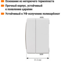 Двойная розетка горизонтальная открытой установки 2П+3 IP54 16А TDM ELECTRIC Вуокса SQ1803-0008