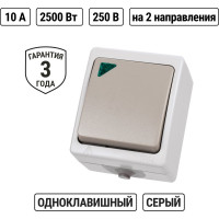 Проходной выключатель TDM ELECTRIC Вуокса ОП IP54 одноклавишный с подсветкой SQ1803-0005
