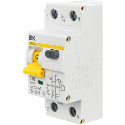 Дифавтомат АВДТ-32 1п+N, C, 40А, 30мА IEK MAD22-5-040-C-30