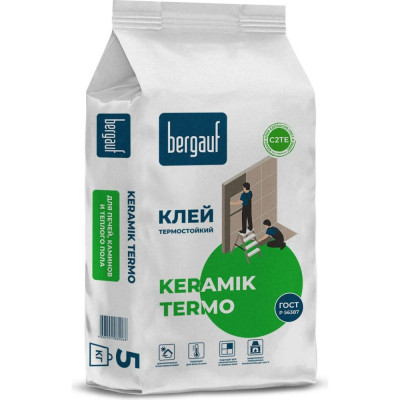 Bergauf Термостойкий клей для печей, каминов и теплого пола Keramik Termo, 5 кг 20732