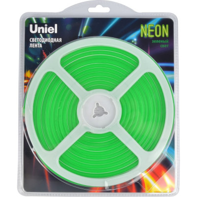 Гибкая светодиодная лента Uniel NEON ULS-N01-2835-120LED/m-6mm-IP67-DC12V-9W/m-5M-GREEN UL-00009086