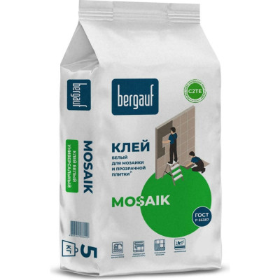 Bergauf Клей белый для мозаики и прозрачной плитки Mosaik, 5 кг 02891