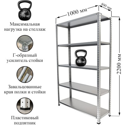 Стеллаж IRONMEBEL Optimus Standart M-СУС2200x1000x400