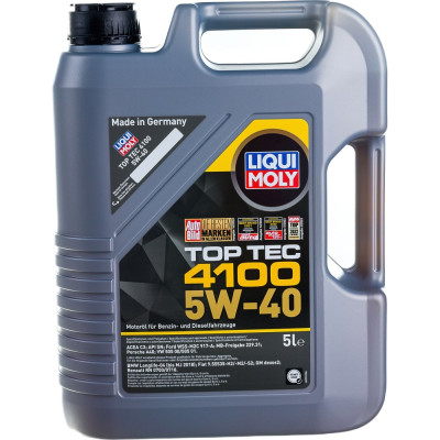 Синтетическое моторное масло LIQUI MOLY Top Tec 4100 5W-40 SN/CF;A3/B4/C3 7501