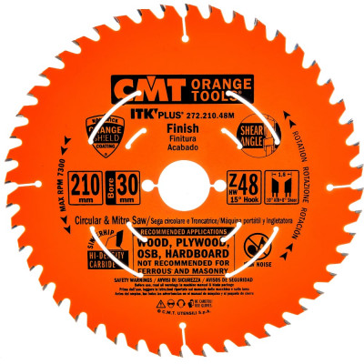 CMT 210x30/25x1,8/1,2 Z48 a=15град ATB+S пила тонкий пропил, поперечно 272.210.48M