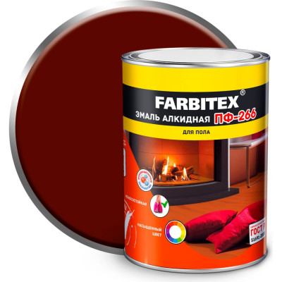 Farbitex Эмаль алкидная ПФ-266 красно-коричневый (0.8 кг) 4300005988