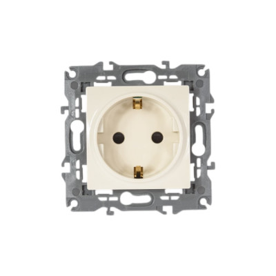 ЭРА 14-2102-02 Розетка 2P+E Schuko со шторками, 16A-250В, IP20, Elegance, сл.кость Б0034273