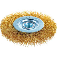 Щетка плоская латунированная для УШМ (100 мм; М14 витая проволока) MATRIX 74650