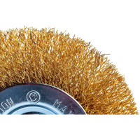 Щетка плоская латунированная для УШМ (100 мм; М14 витая проволока) MATRIX 74650