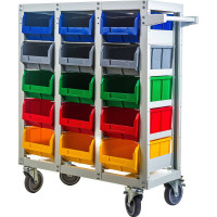 Стеллаж с направляющими Стелла-техник мобильный, односторонний, 15 ячеек, V3-15-125-И