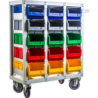 Стеллаж с направляющими Стелла-техник мобильный, односторонний, 15 ячеек, V3-15-125-И