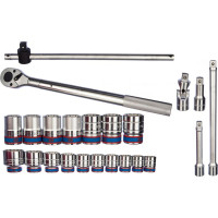 Набор торцевых головок с принадлежностями (3/4", двенадцатигранные, 22-50 мм, 23 предмета) KING TONY 6023MR