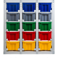 Стеллаж с направляющими Стелла-техник стационарный, односторонний, 15 ячеек с ящиками, V3-15