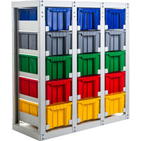 Стеллаж с направляющими Стелла-техник стационарный, односторонний, 15 ячеек с ящиками, V3-15