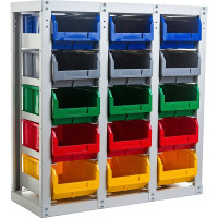 Стеллаж с направляющими Стелла-техник стационарный, односторонний, 15 ячеек с ящиками, V3-15