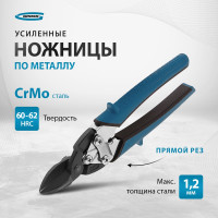 Ножницы по металлу GROSS PIRANHA 190 мм прямой рез, сталь - СrM, двухкомпонентные рукоятки 78357