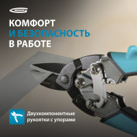 Ножницы по металлу GROSS PIRANHA 190 мм прямой рез, сталь - СrM, двухкомпонентные рукоятки 78357