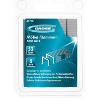 Скобы GROSS 8 мм, для мебельного степлера, усиленные, тип 53, 1000 шт. 41708