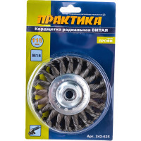 Кордщетка радиальная витая (115 мм; М14) ПРАКТИКА 242-625
