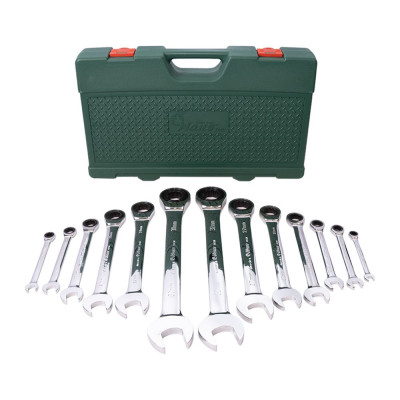Комплект трещоточных комбинированных ключей 8-32мм, 13шт Hans 166513MB