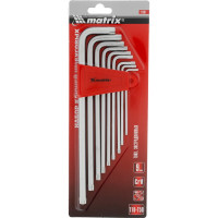 Набор экстрадлинных имбусовых ключей MATRIX TORX T10-T50, CrV, сатинирование, 9 шт. 12307