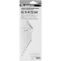 Набор экстрадлинных имбусовых ключей MATRIX TORX T10-T50, CrV, сатинирование, 9 шт. 12307