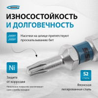 Набор бит TORX (Т10; 50 мм, сталь S2) 10 шт. GROSS 11468