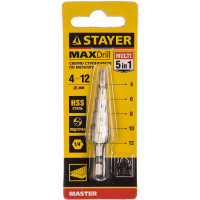 Сверло ступенчатое по металлу (4-12 мм; 5 ступеней; 65 мм) STAYER 29660-4-12-5