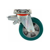 Колесо с вращающейся опорой, пластиной крепления и задним тормозом (200 мм; 700 кг) Tellure rota 627206