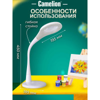Настольный светильник, белый, LED, 7Вт, 230В, лупа 3х/5х, сенсорное включение, 4 уровня яркости, 4000К Camelion KD-790 C01 12484