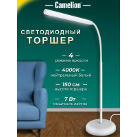 Напольный светильник, белый, LED, торшер, 6Вт, 230В, сенсорное включение, 4 уровня яркости, 4000К Camelion KD-795 C01 12494