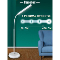 Напольный светильник, белый, LED, торшер, 6Вт, 230В, сенсорное включение, 4 уровня яркости, 4000К Camelion KD-795 C01 12494