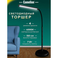 Напольный светильник, чёрный, LED, торшер, 6Вт, 230В, сенсорное включение, 4 уровня яркости, 4000К Camelion KD-795 C02 12495